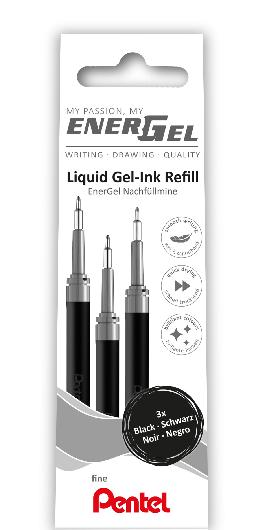 Refill PENTEL EnerGel needle svart 3/fp