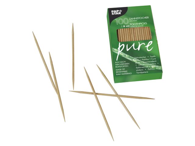 Tandpetare PURE Trä rund 8cm 100/fp