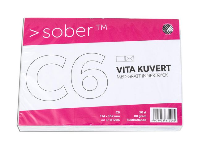 Kuvert SOBER C6 90g Fukthäftande 50/fp
