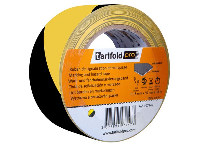 Markeringstejp 50mmx33m gul/svart