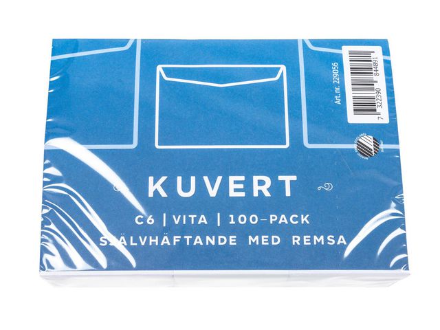 Kuvert konsument C6 80g vit remsa 100/fp