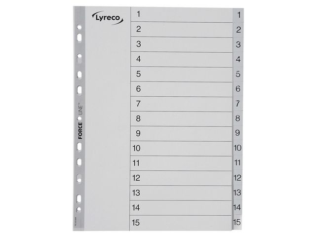 Plastregister LYRECO A4 PP 1-15 grå
