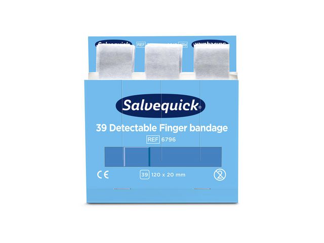 Plåster SALVEQUICK refill lång blå 39/fp