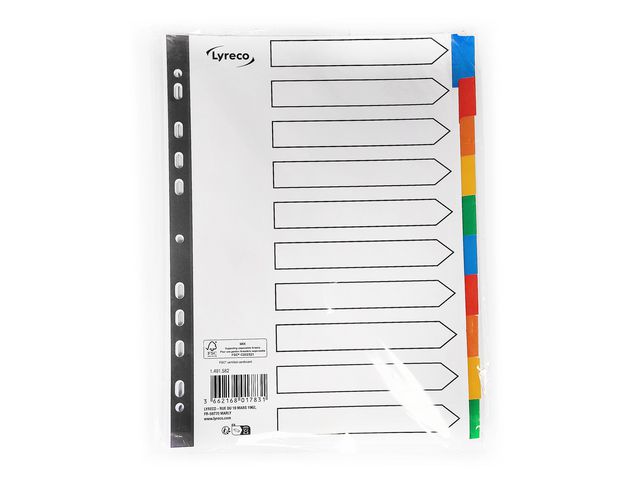 Kartongregister LYRECO A4 10-flik färger