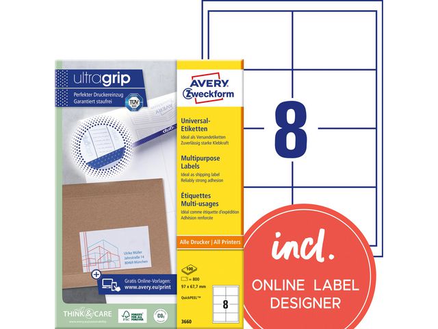 Etikett AVERY 97x67,7mm 800/fp