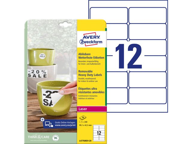 Etikett AVERY Slitst 99,1x42,3mm 240/fp