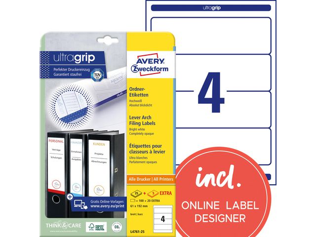 Etikett AVERY breda pärmar 192x61 100/fp