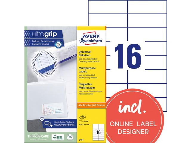 Etikett AVERY 105x37mm 3520/fp