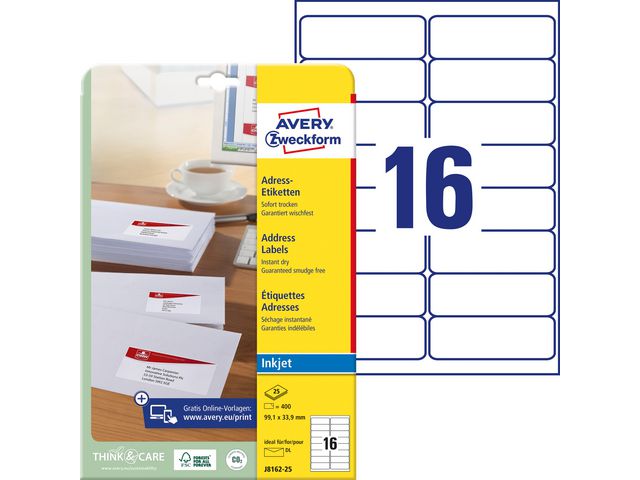 Etikett AVERY QD 99,1x33,9mm 400/fp