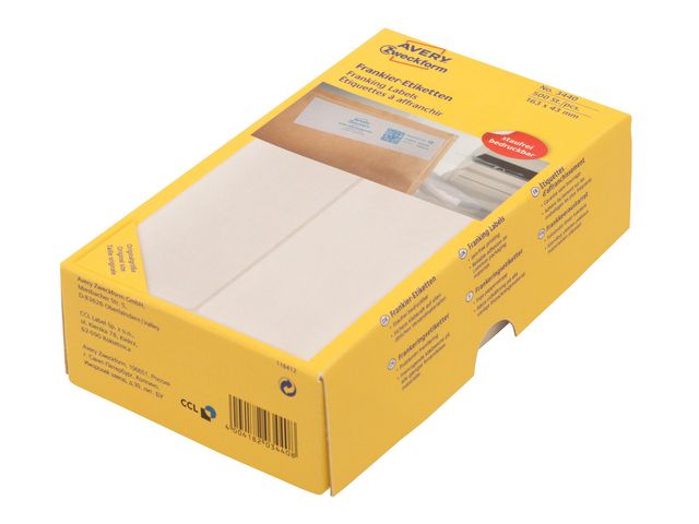Etikett AVERY frankering 163x43mm 500/fp