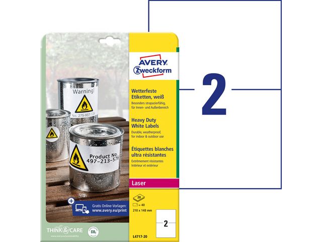 Etikett AVERY Slitst. 210x148mm 40/fp