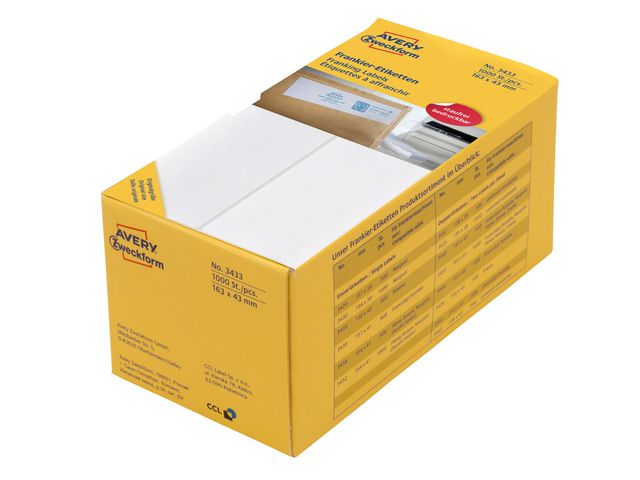Etikett AVERY frankering 163x43mm1000/fp