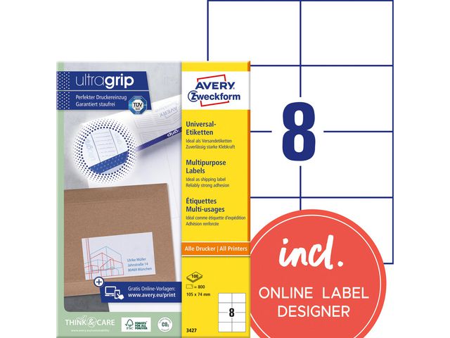Etikett AVERY 105x74mm 800/fp