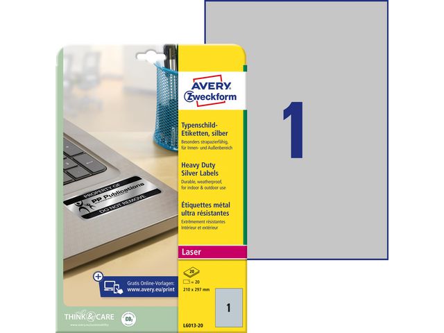 Etikett Slitst. 210x297mm silver 20/fp