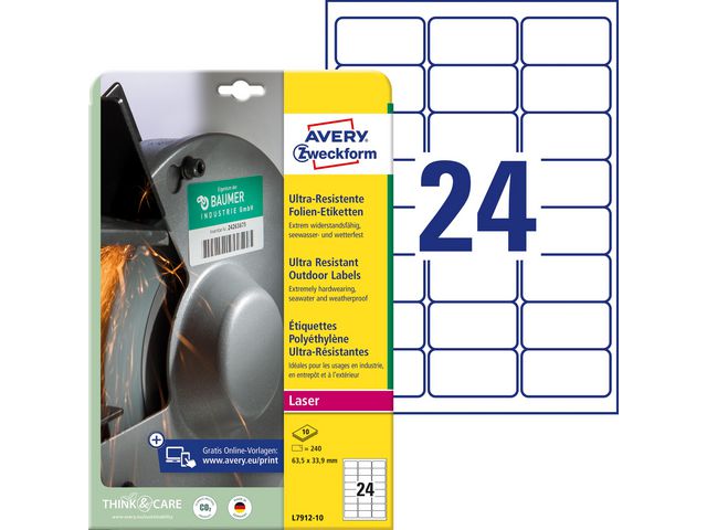 Etikett AVERY 63,5x33,9mm 240/fp