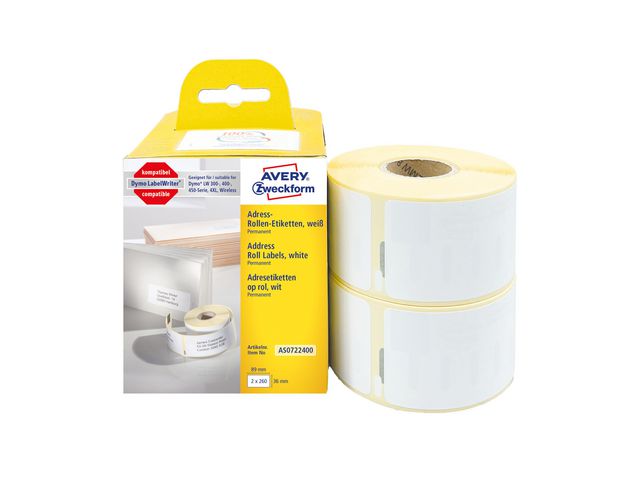 Etikett AVERY på rulle 89x36mm 520/fp