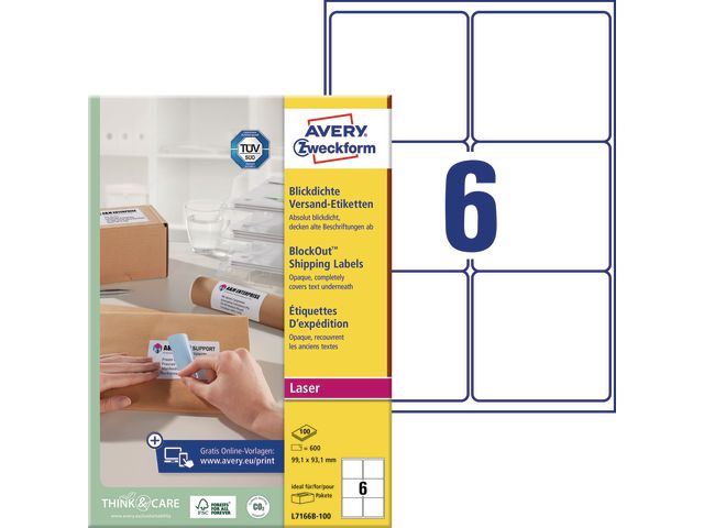 Etikett AVERY 99,1x93,1mm 600/fp