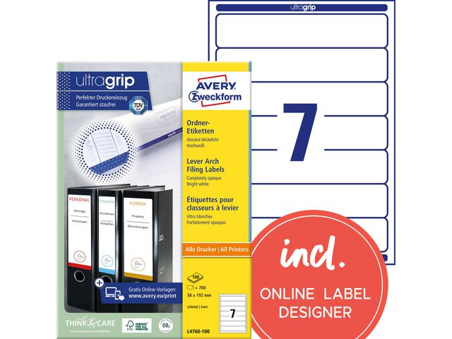 Etikett AVERY Pärm 192x38mm 700/fp