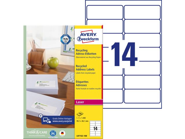 Etikett AVERY QP 99,1x38,1 1400/fp