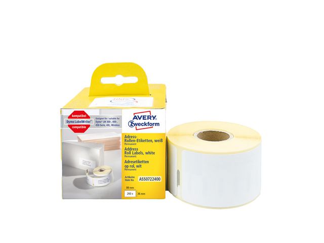 Etikett AVERY på rulle 89x36mm 260/fp