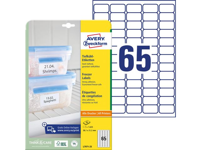 Etikett AVERY Freezer 38,1x21,2 1625/fp