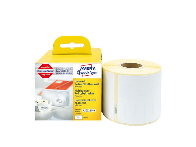 Etikett AVERY på rulle 70x54mm 320/fp