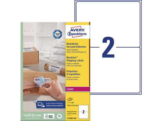 Etikett AVERY 199,6x143,5mm 200/fp