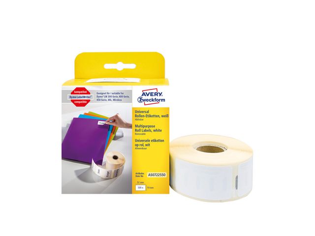 Etikett AVERY på rulle 19x51mm 500/fp
