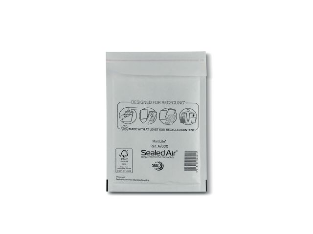 Bubbelpåse A000 110x160mm vit 100/fp