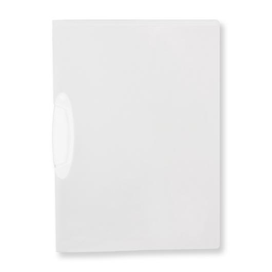 Klämmapp A4 m. plast clips transp. vit