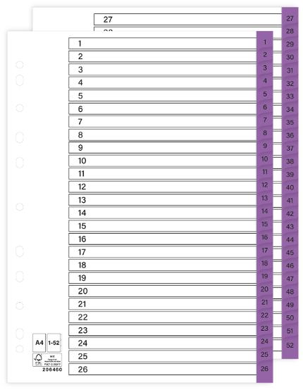 Register plastflik 1-52 lila 5/fp